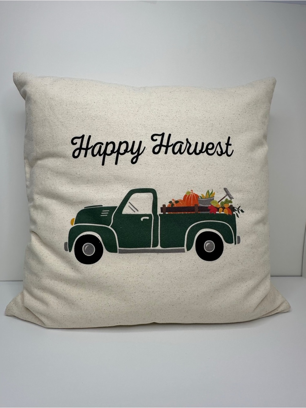 Thirty-One Happy Harvest 18x18 Fall Decorative Pillow Green Truck